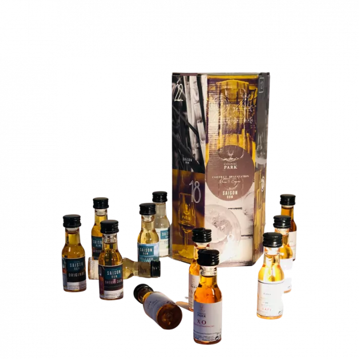 Parka degustāciju kaste "Adventes kalendārs" 12 miniatūras ruma un konjaka 01
