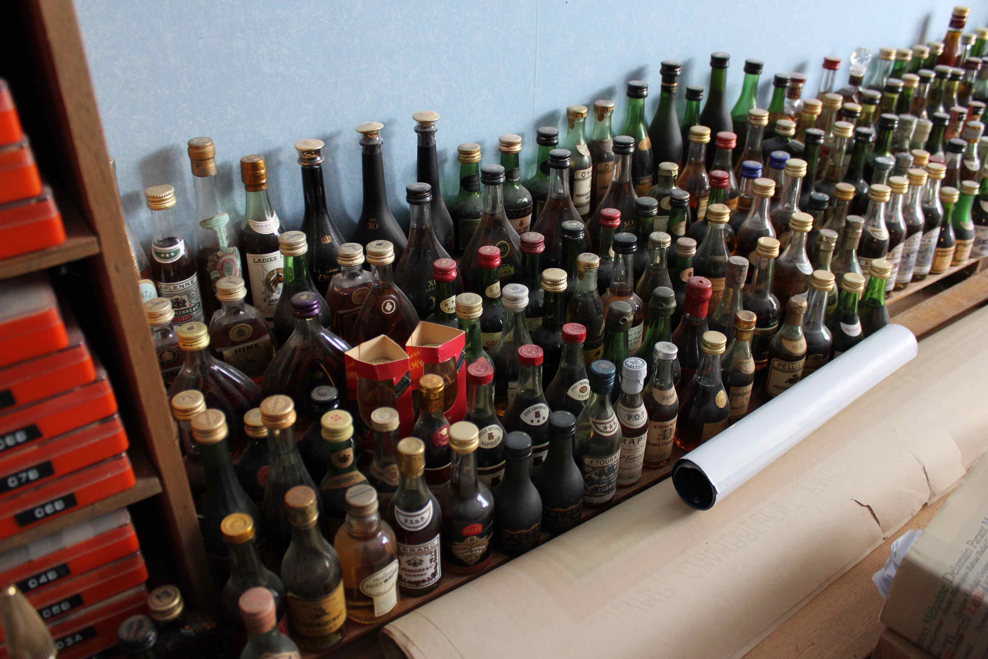 Gigantic mini bottle collection of cognacs