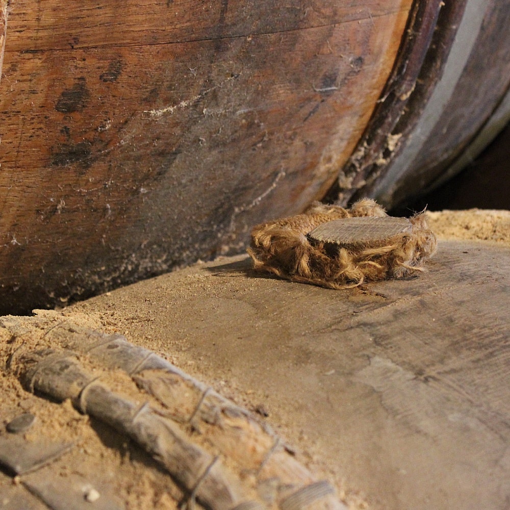 close up at a cognac barrel