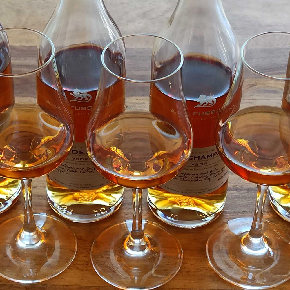 A. de Fussigny cognac in glasses from above