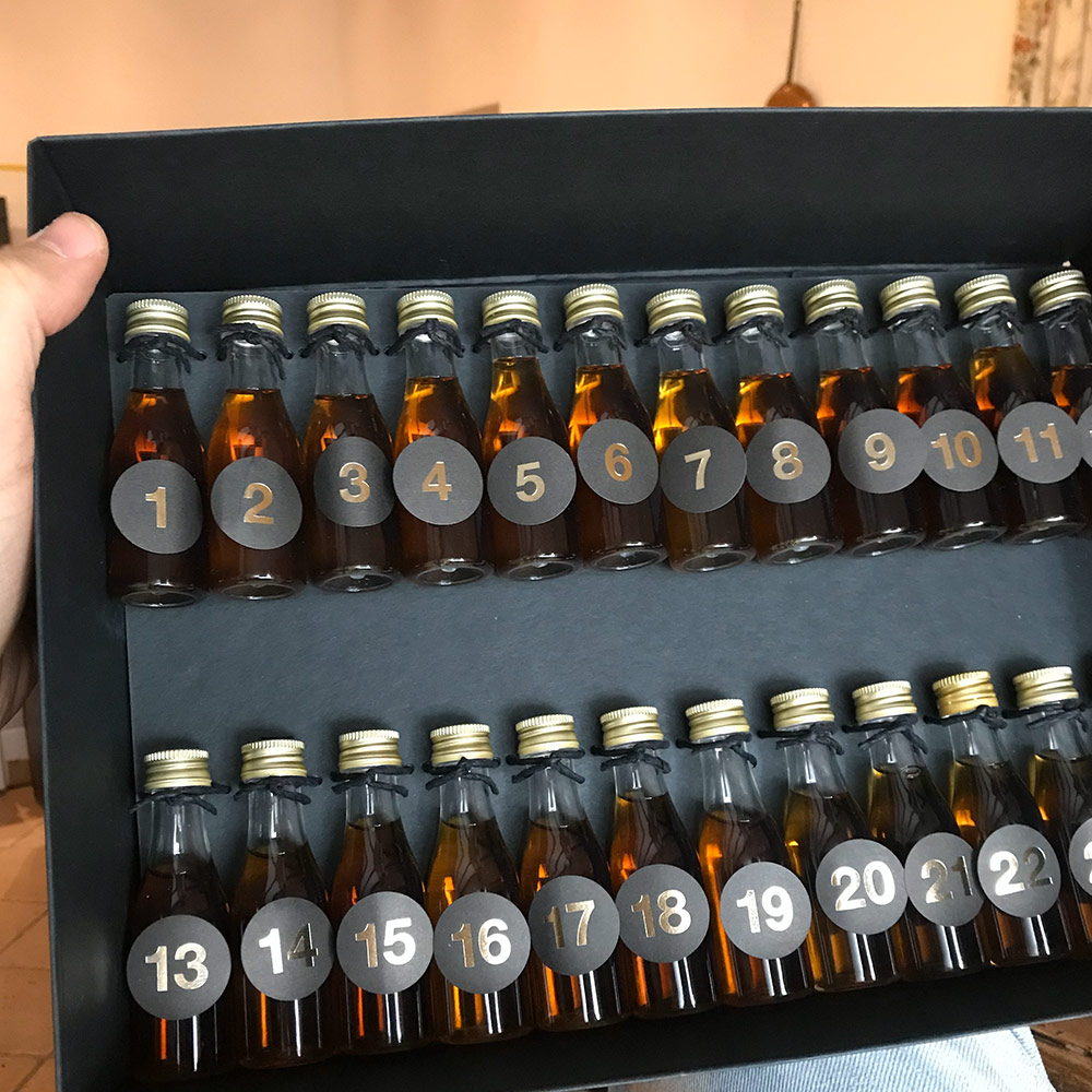 2019 Premium Cognac Calendar open bx with new mini bottle