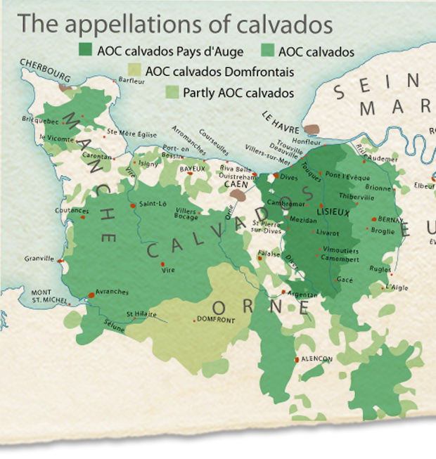 Le Calvados A.O.C de Normandie, présentation, information